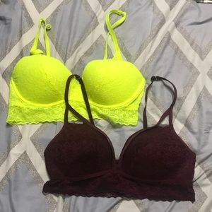 Neon PINK bra & Maroon PINK bralette